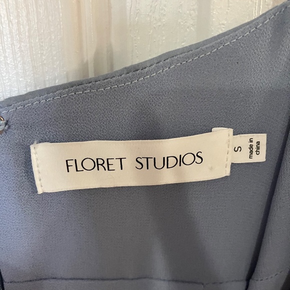 Floret Studios - Gathered Slip Dress, Midi - Light Slate - Picture 7 of 8